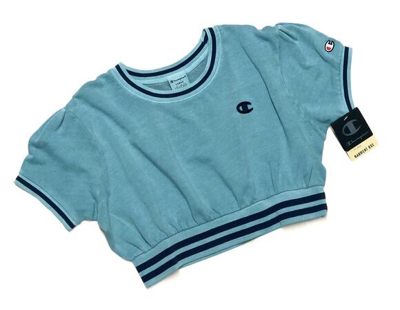Champion Tops - Champion Cropped Short Sleeve Sweatshirt Womens Sz L Fleece Crop Top Large NWT